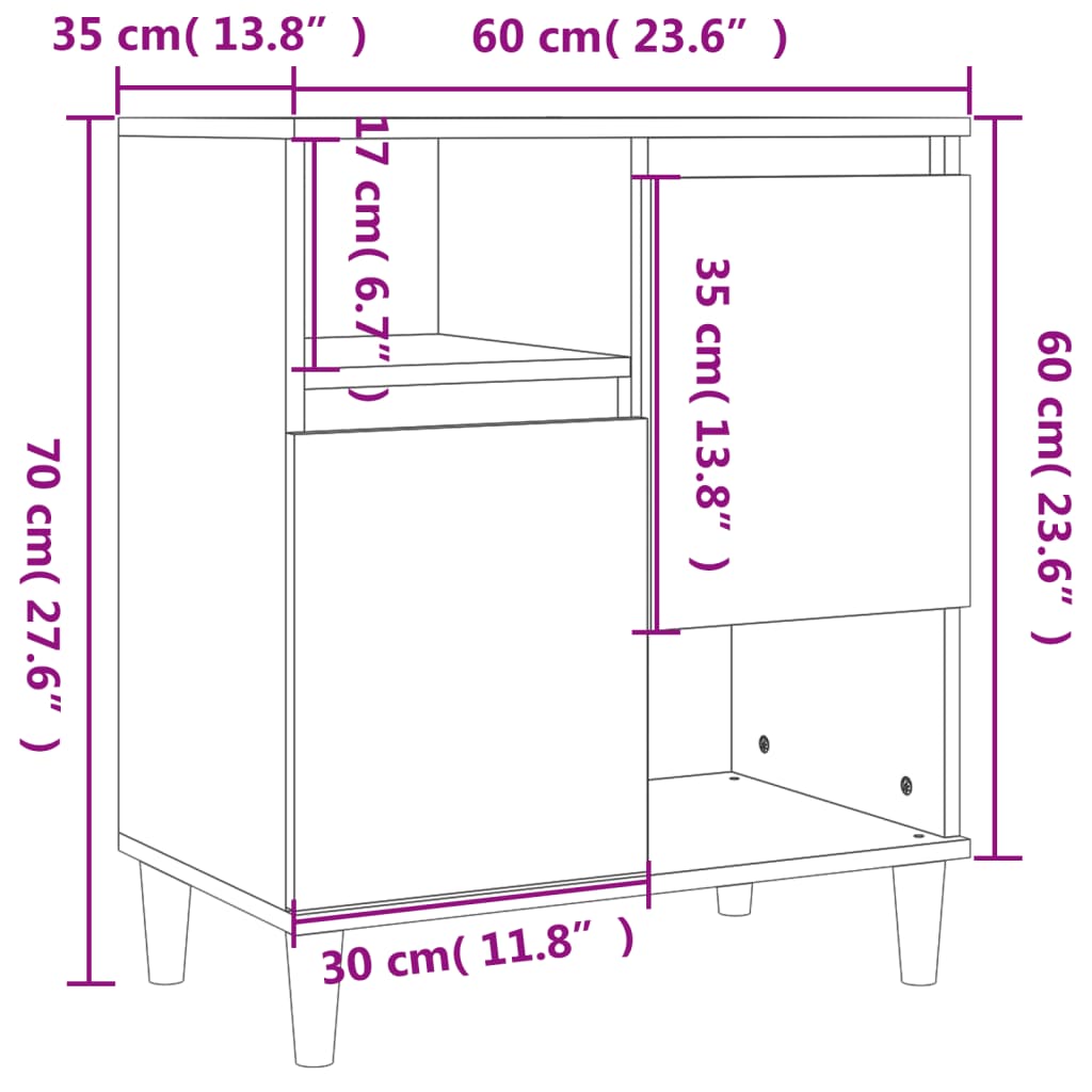 Byrå betonggrå 60x35x70 cm konstruerat trä