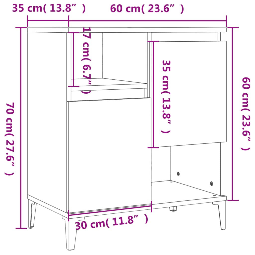 Byrå betonggrå 60x35x70 cm konstruerat trä