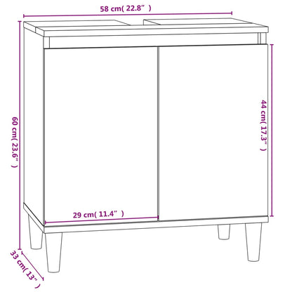 Tvättställsskåp vit 58x33x60 cm konstruerat trä