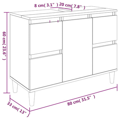 Tvättställsskåp vit 80x33x60 cm konstruerat trä