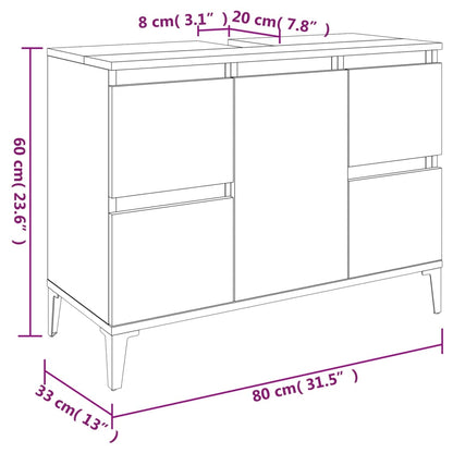 Tvättställsskåp vit högglans 80x33x60 cm konstruerat trä