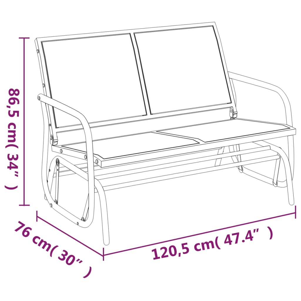 Gungbänk svart 120,5x76x86,5 cm textilene&stål