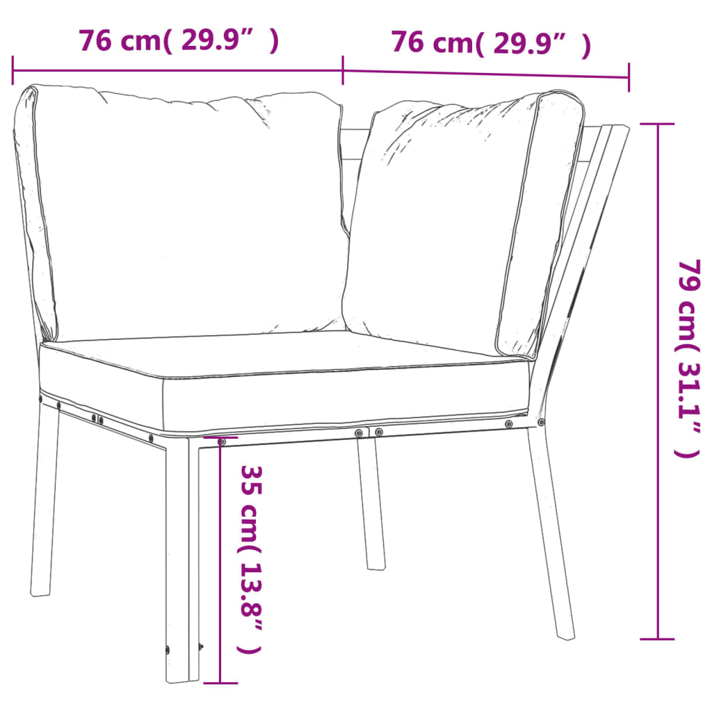 Trädgårdsstol med grå dynor 76x76x79 cm stål