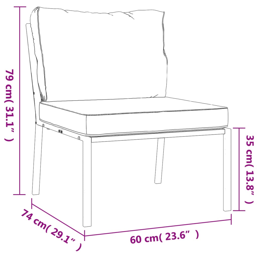 Trädgårdsstolar med sandfärgade dynor 2 st 60x74x79 cm stål