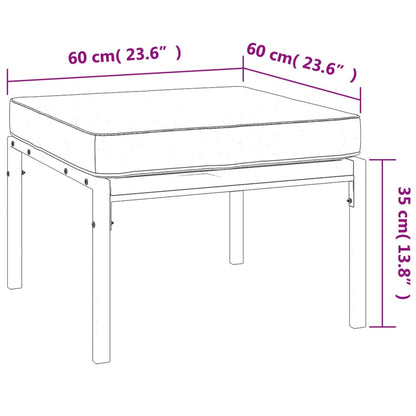 Trädgårdspallar med sandfärgade dynor 2 st 60x60x35 cm stål