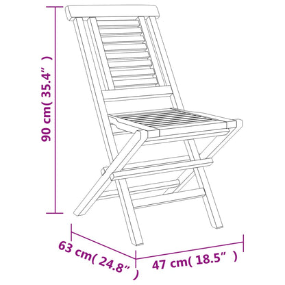 Hopfällbara trädgårdsstolar 2 st 47x63x90 cm massiv teak