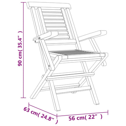 Hopfällbara trädgårdsstolar 2 st 56x63x90 cm massiv teak