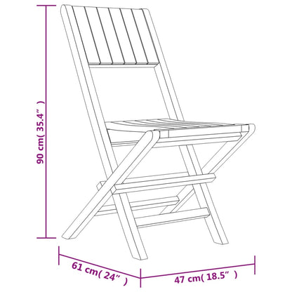 Hopfällbara trädgårdsstolar 2 st 47x61x90 cm massiv teak