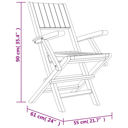 Hopfällbara trädgårdsstolar 2 st 55x61x90 cm massiv teak