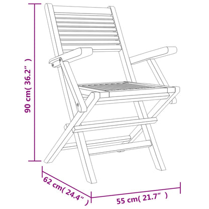 Hopfällbara trädgårdsstolar 2 st 55x62x90 cm massiv teak