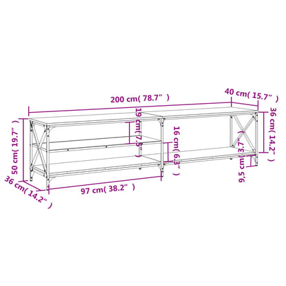 Tv-bänk svart 200x40x50 cm konstruerat trä och metall