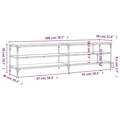 Tv-bänk sonoma-ek 200x30x50 cm konstruerat trä och metall