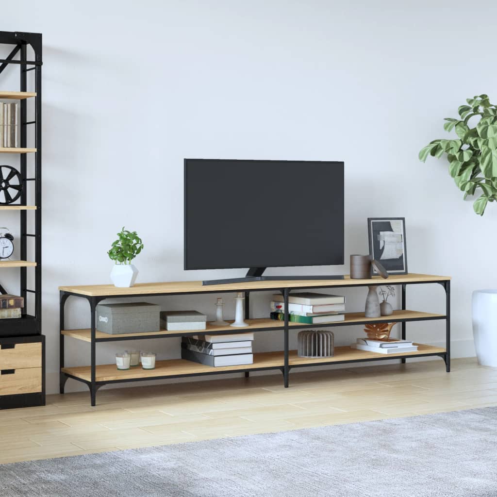 Tv-bänk sonoma-ek 200x30x50 cm konstruerat trä och metall