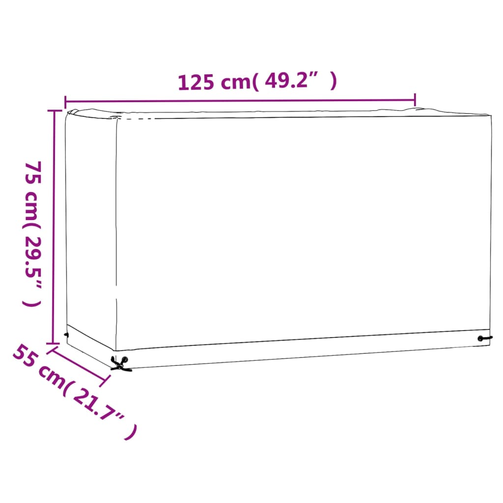 Överdrag för trädgårdsmöbler 8 ölj. 125x55x75 cm rektangulärt