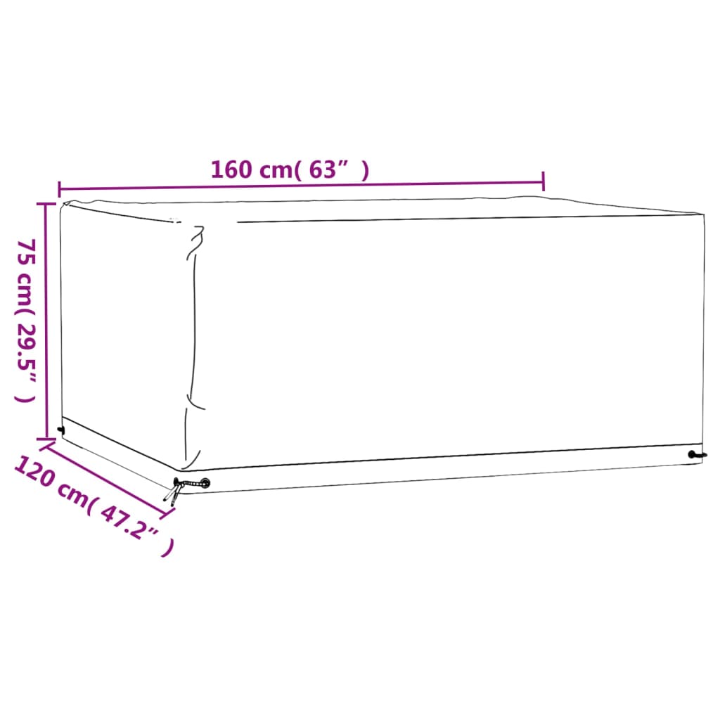 Överdrag för utemöbler 2 st 8 ölj. 160x120x75 cm rektangulärt