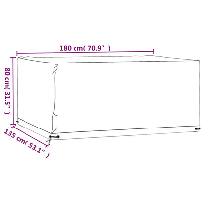 Överdrag för utemöbler 2 st 8 ölj. 180x135x80 cm rektangulärt