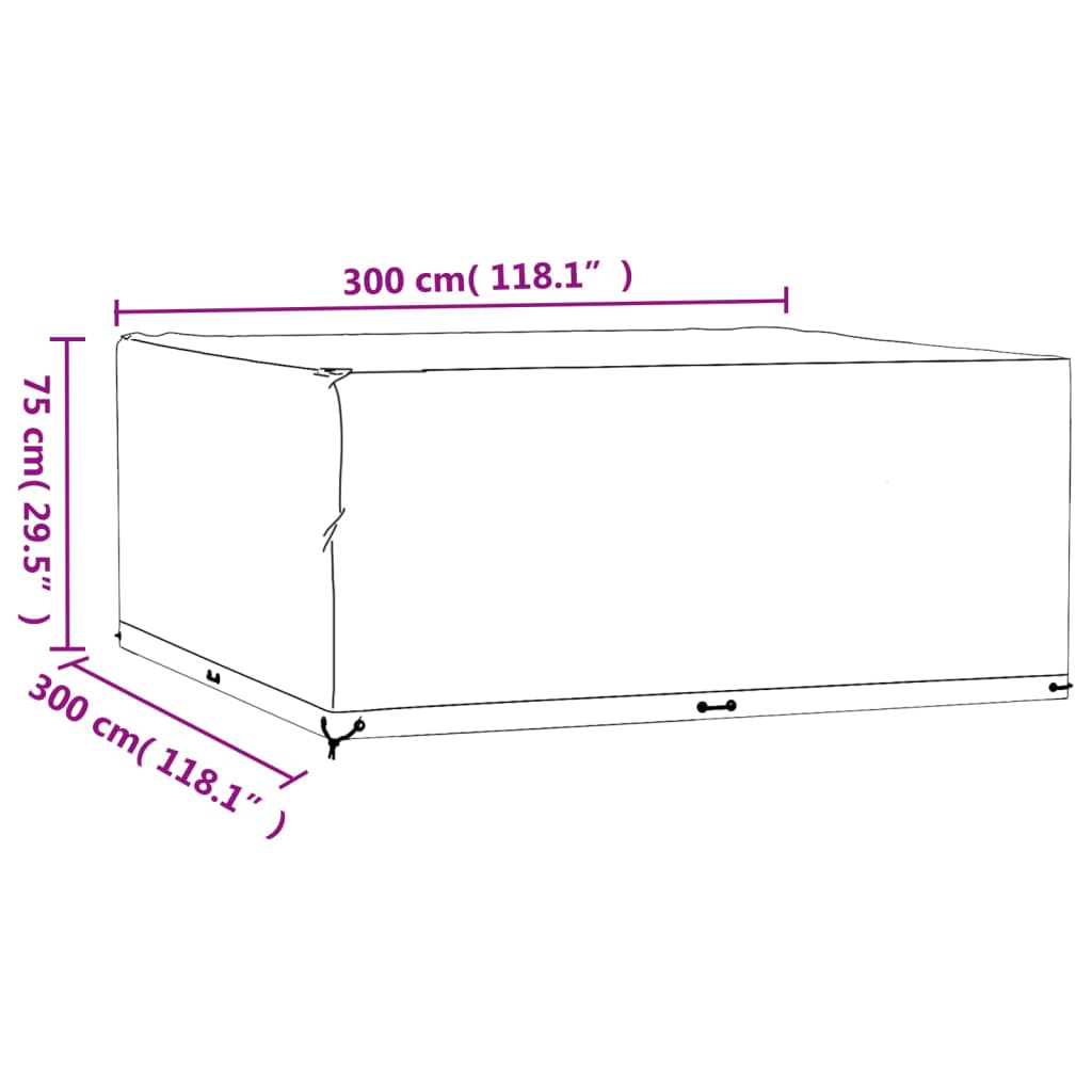 Överdrag för utemöbler 2st 16 ölj. 300x300x75 cm fyrkantig