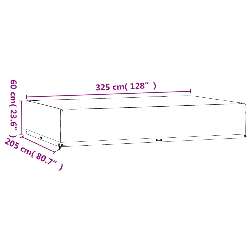 Överdrag för utemöbler 2 st 16 ölj. 325x205x60cm rektangulärt