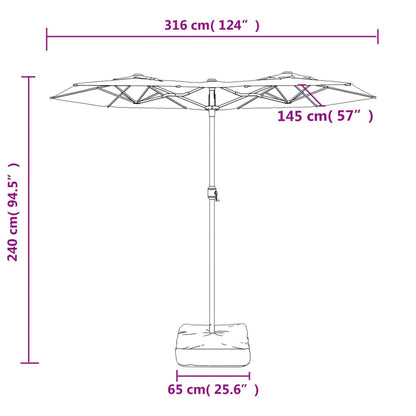 Trädgårdsparasoll dubbelt sandvit 316x240 cm