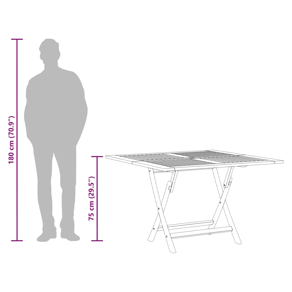 Hopfällbart trädgårdsbord Ø 110x75 cm massiv teak