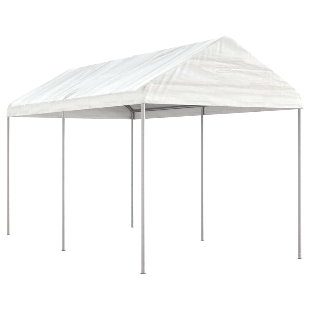 Paviljong med tak vit 4,46x2,28x2,69 m polyeten