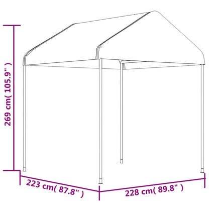 Paviljong med tak vit 4,46x2,28x2,69 m polyeten