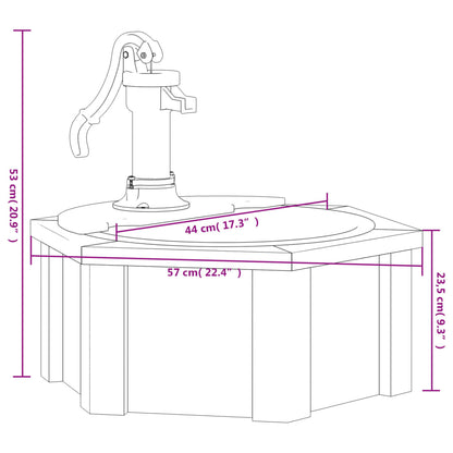 Vattenfontän med pump 57x57x53 cm massivt granträ