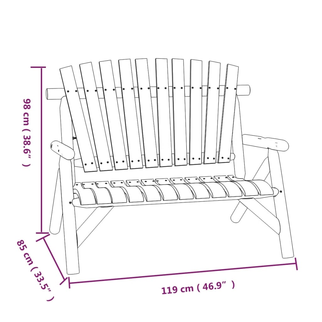 Trädgårdsbänk 2-sits 119x85x98 cm massivt granträ