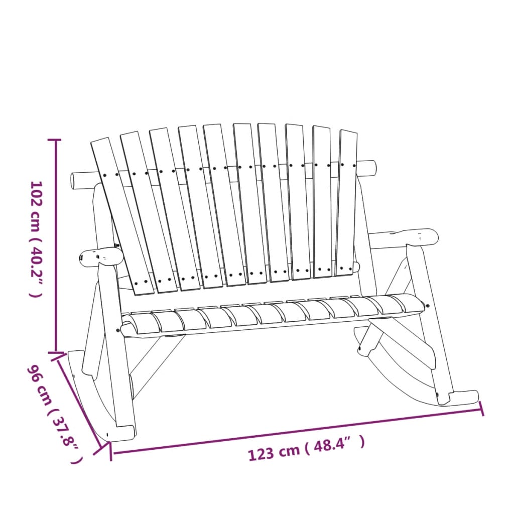 Trädgårdsbänk gung 2-sits 123x96x102 cm massivt granträ