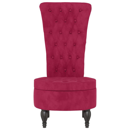 Stol med hög rygg vinröd sammet knappar