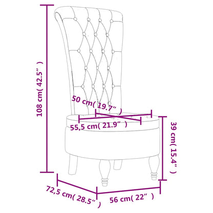 Stol med hög rygg vinröd sammet knappar