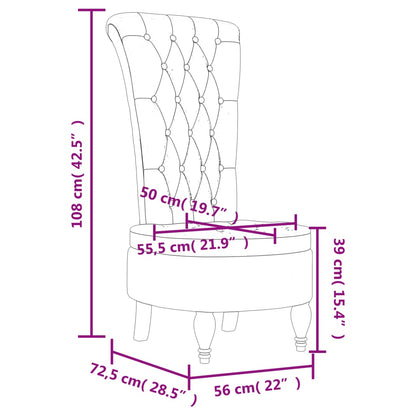 Stol med hög rygg svart sammet knappar