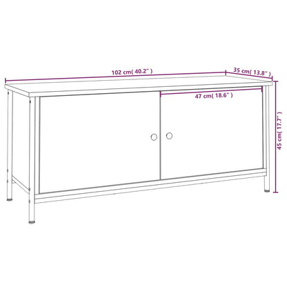 Tv-bänk med dörrar rökfärgad ek 102x35x45 cm konstruerat trä