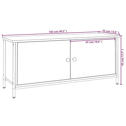 Tv-bänk med dörrar brun ek 102x35x45 cm konstruerat trä