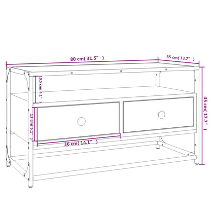 Tv-bänk brun ek 80x35x45 cm konstruerat trä