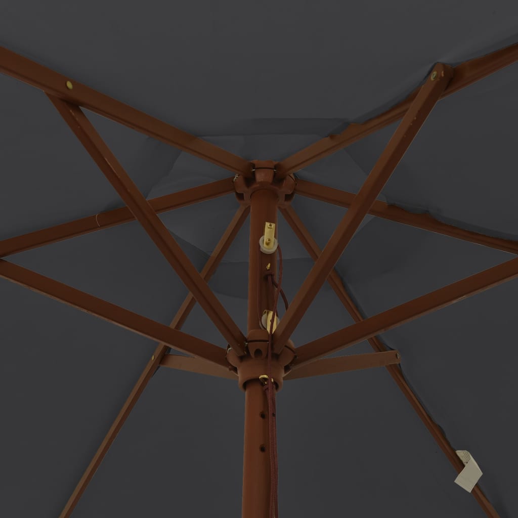 Parasoll med trästång 196x231 svart