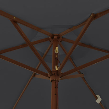 Parasoll med trästång 196x231 svart