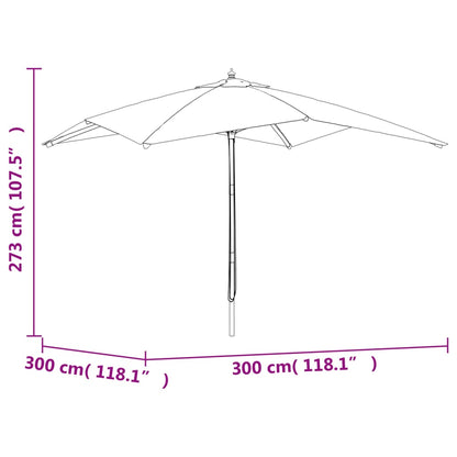 Parasoll med trästång 300x300x273 cm sandvit