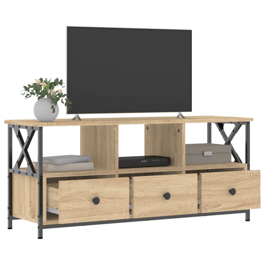 Tv-bänk sonoma-ek 102x33x45 cm konstruerat trä & järn