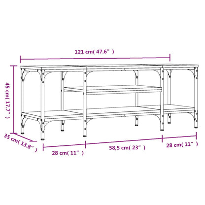 Tv-bänk sonoma-ek 121x35x45 cm konstruerat trä & järn