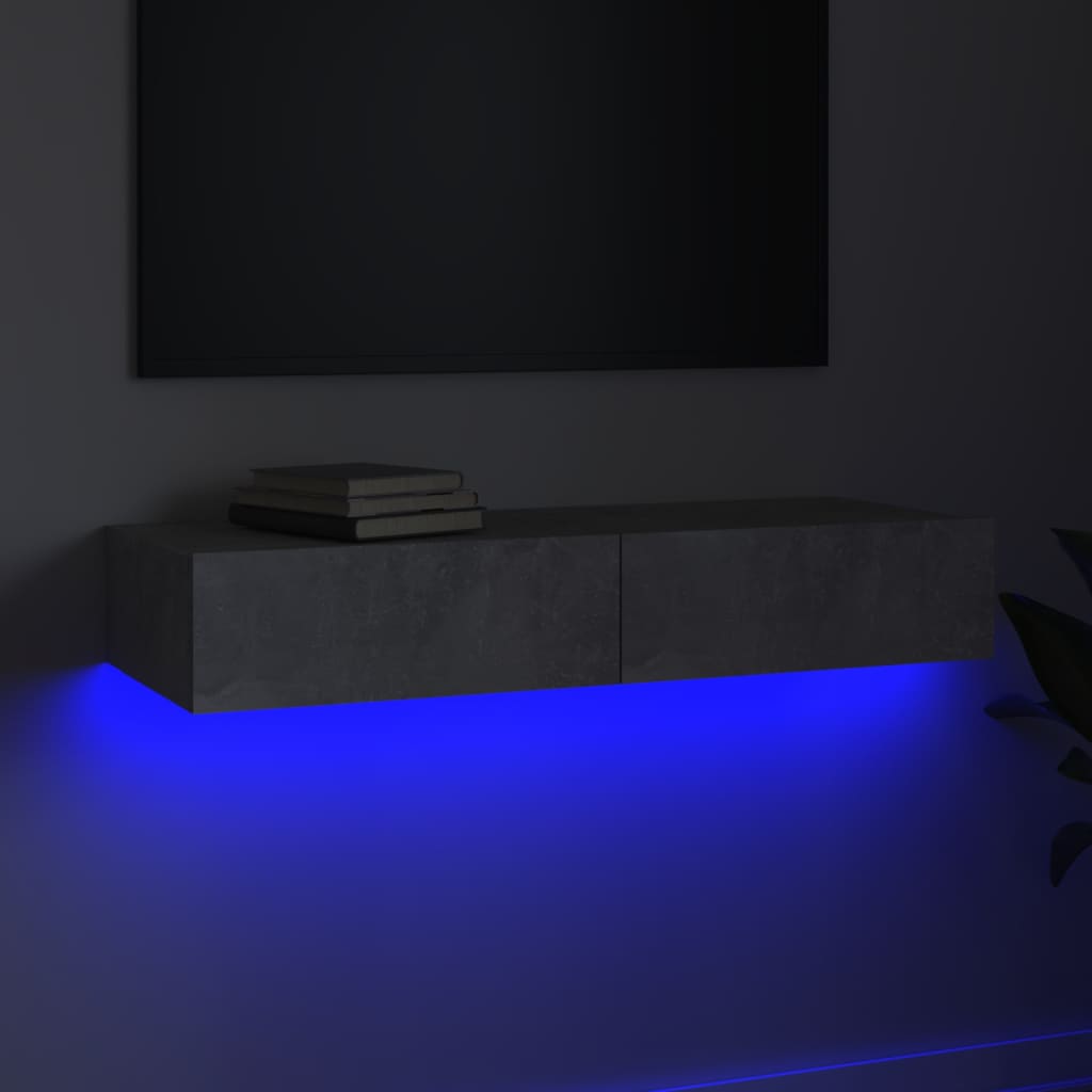 Tv-bänk med LED-belysning betonggrå 90x35x15,5 cm