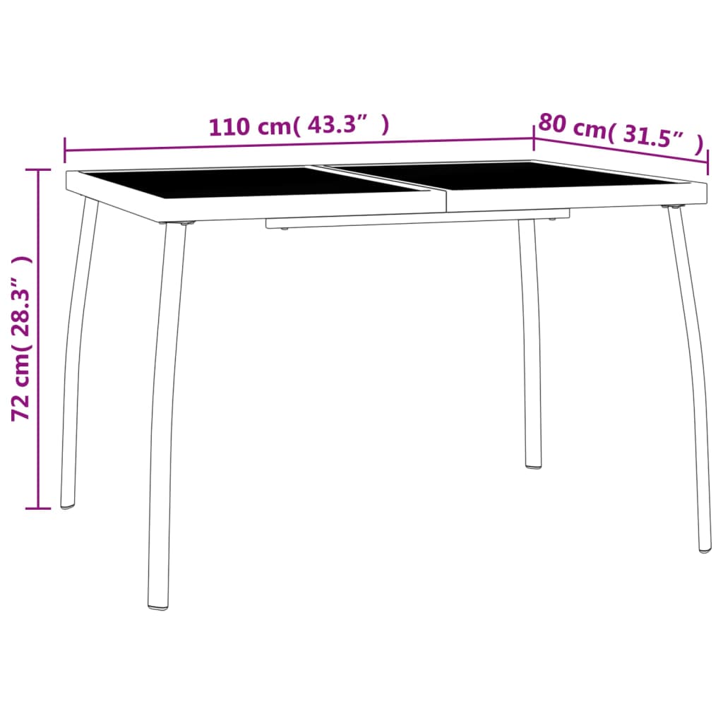 Trädgårdsbord antracit 110x80x72 cm stålnät