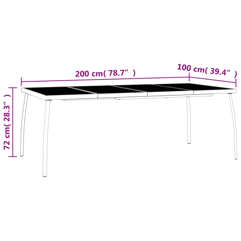 Trädgårdsbord antracit 200x100x72 cm stålnät