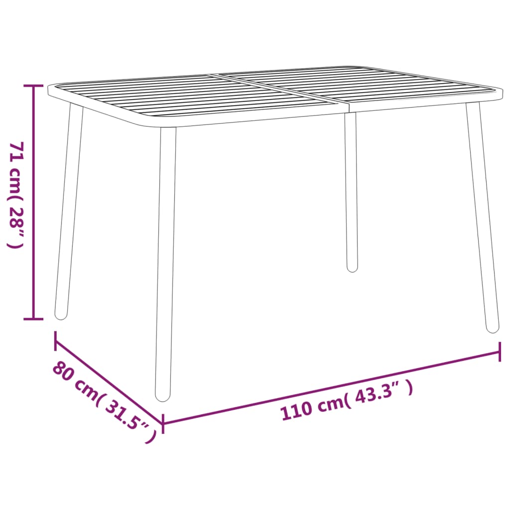 Trädgårdsbord antracit 110x80x71 cm stål