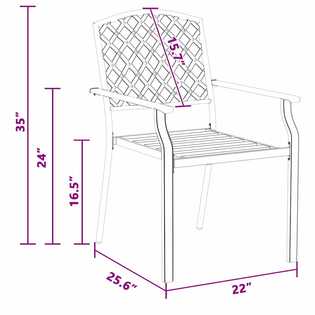 Stol 2 pcs Antracit 56 x 65 x 89cm Stål