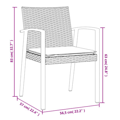 Trädgårdsstolar 2 st med dynor brun 56,5x57x83 cm konstrotting