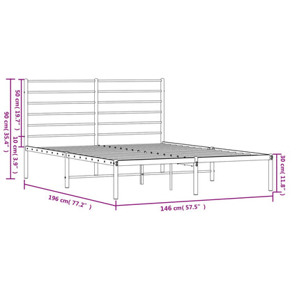 Sängram med huvudgavel metall vit 140x190 cm