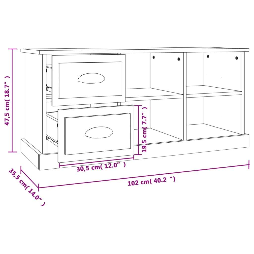 TV-skåp svart 102x35,5x47,5 cm konstruerat trä