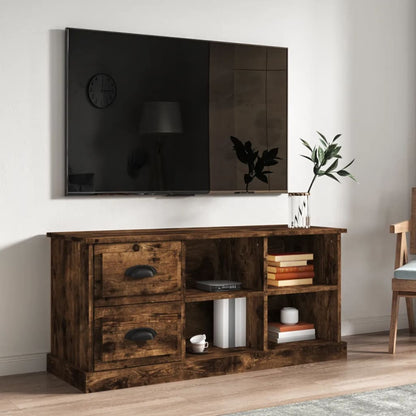 Tv-bänk rökfärgad ek 102x35,5x47,5 cm konstruerat trä