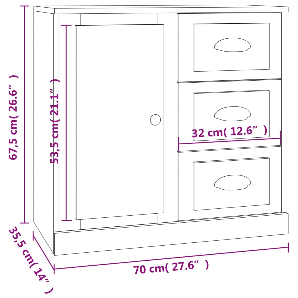 Förvaringsskåp vit högglans 70x35,5x67,5 cm konstruerat trä